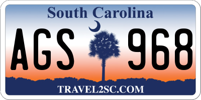 SC license plate AGS968