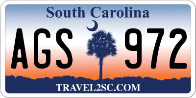 SC license plate AGS972