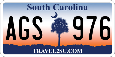 SC license plate AGS976