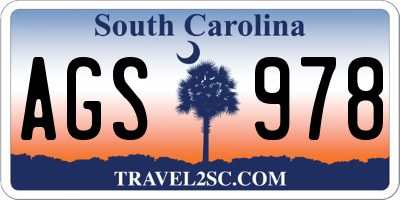 SC license plate AGS978