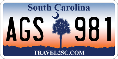 SC license plate AGS981