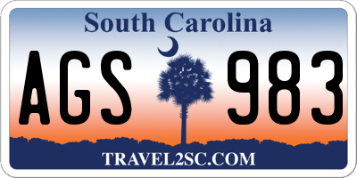 SC license plate AGS983