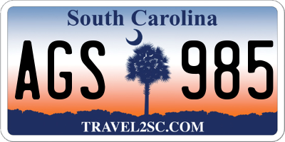 SC license plate AGS985