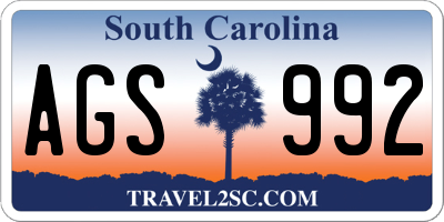 SC license plate AGS992