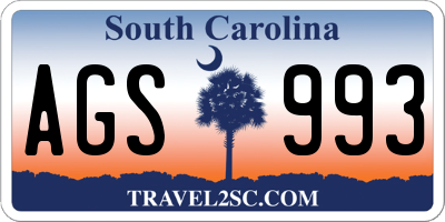 SC license plate AGS993