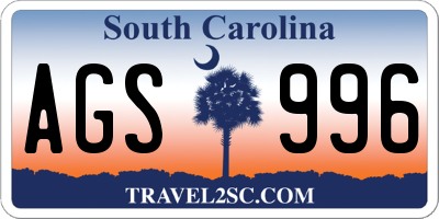 SC license plate AGS996