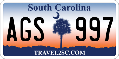 SC license plate AGS997