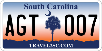 SC license plate AGT007