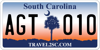 SC license plate AGT010