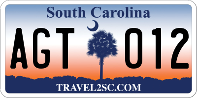 SC license plate AGT012