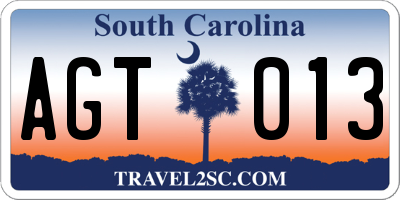 SC license plate AGT013