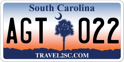 SC license plate AGT022