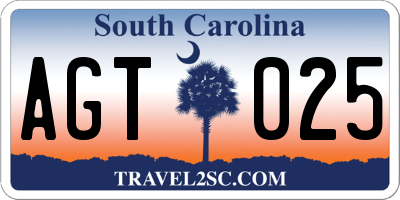 SC license plate AGT025