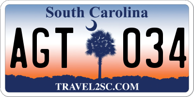 SC license plate AGT034