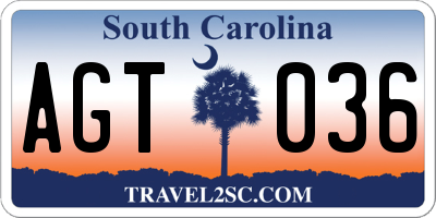 SC license plate AGT036