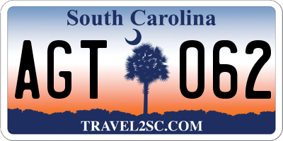 SC license plate AGT062