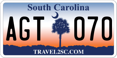 SC license plate AGT070