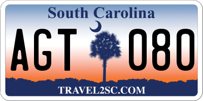 SC license plate AGT080