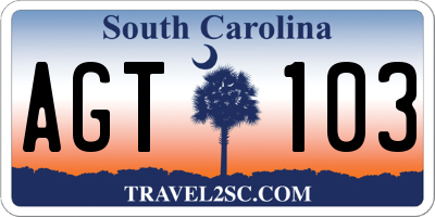 SC license plate AGT103