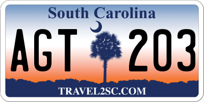 SC license plate AGT203