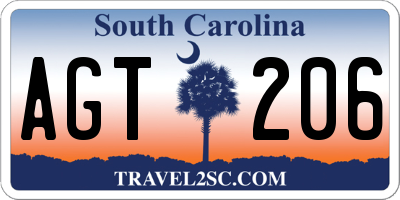 SC license plate AGT206