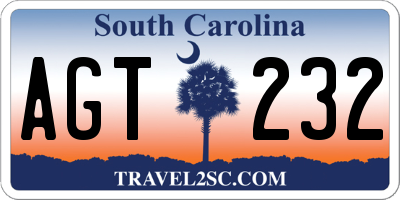SC license plate AGT232