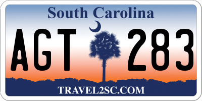 SC license plate AGT283