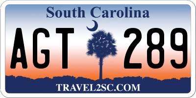 SC license plate AGT289