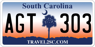 SC license plate AGT303