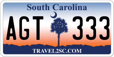 SC license plate AGT333