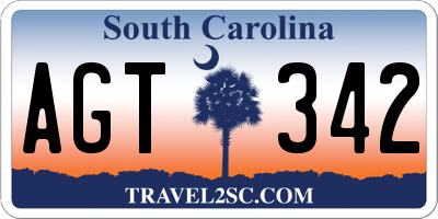 SC license plate AGT342