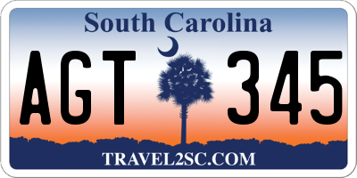 SC license plate AGT345
