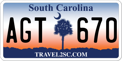 SC license plate AGT670