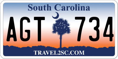 SC license plate AGT734