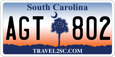 SC license plate AGT802
