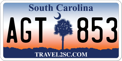 SC license plate AGT853
