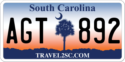 SC license plate AGT892