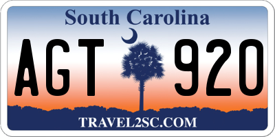 SC license plate AGT920