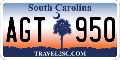 SC license plate AGT950