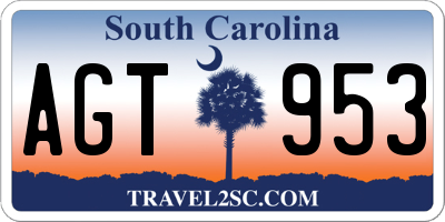 SC license plate AGT953