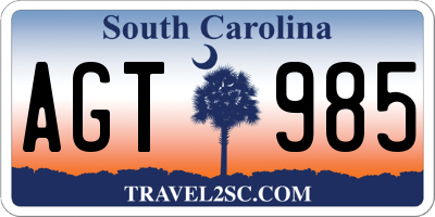 SC license plate AGT985