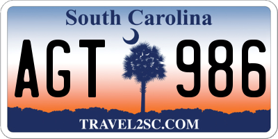 SC license plate AGT986