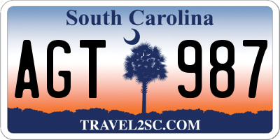SC license plate AGT987