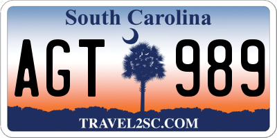 SC license plate AGT989