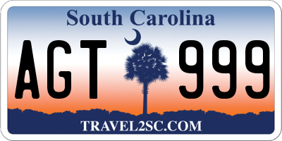 SC license plate AGT999