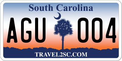 SC license plate AGU004