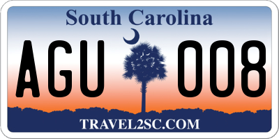 SC license plate AGU008