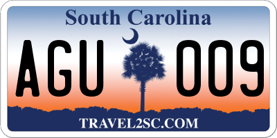 SC license plate AGU009