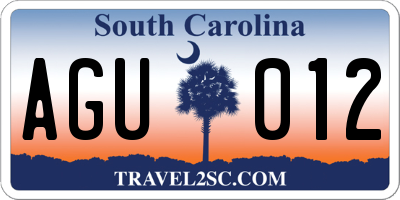 SC license plate AGU012