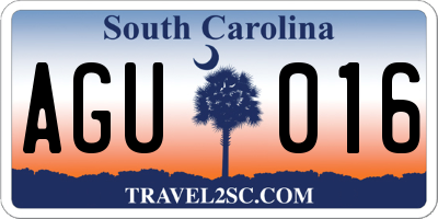 SC license plate AGU016